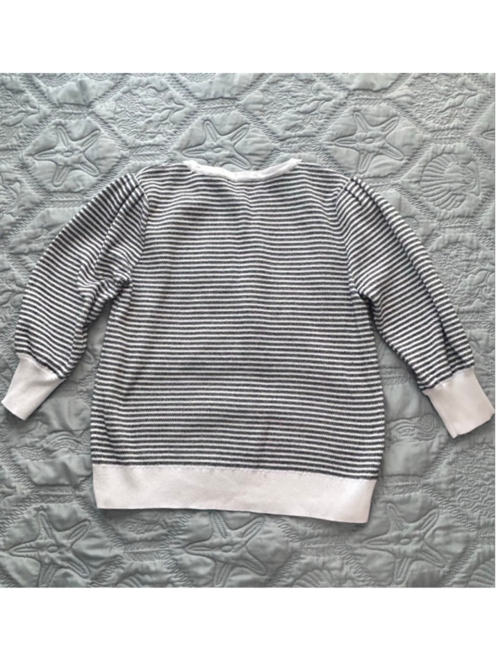Karl Lagerfeld Paris C’est La Vie Striped Sweater Puff Sleeve L - Picture 5 of 9
